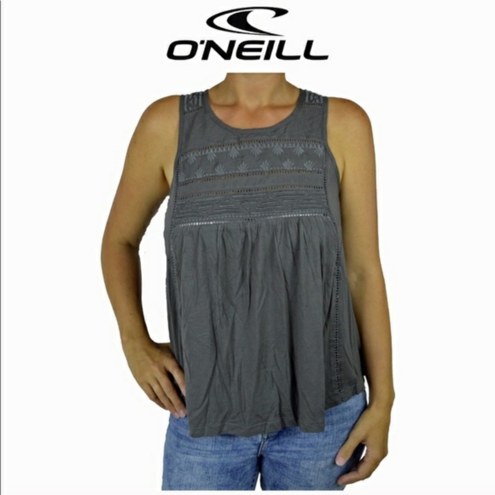 O'Neill Charcoal Embroidered Sleeveless Tank